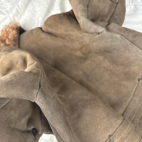 Vintage sueded afghan Sherpa penny lane belted trench faux fur coat - Picture 8 of 8